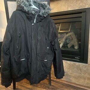 Oppenheimer Arctic Expedition Heavy Winter Bomber Jacket Faux Fur Lined Hood XL